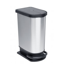 50 Litre Butterfly Lid Metal Look Pedal Bin