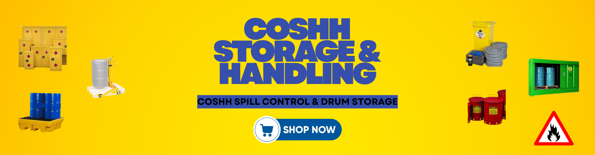 COSHH storage and handling equipment including spill kits, drum storage cabinets and drum handling equipment