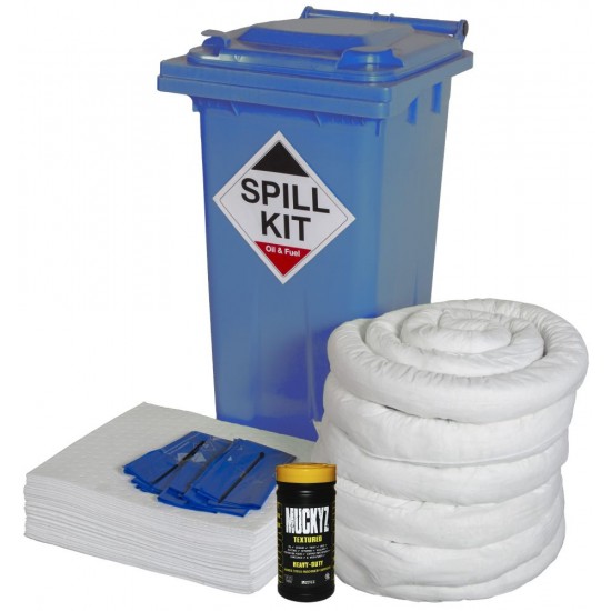 120 Litre Oil & Fuel Spill Kit Wheelie Bin OSK120/WL