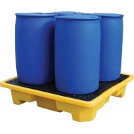 Polyethylene 4 Drum 4 Way Spill Pallet FL-205-112 Polyethylene 4 Drum 4 Way Spill Pallet FL-205-112