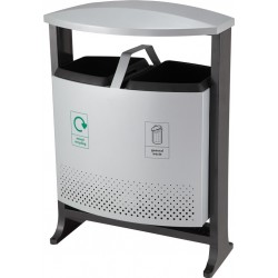 Achilles Hooded Two Compartment Steel Outdoor Bin