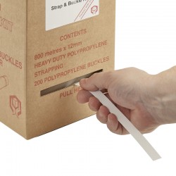 Polypropylene Strap & Buckle Kit, 600m White Strapping, 200 Plastic Buckles Polypropylene Strap & Buckle Kit, 600m White Strapping, 200 Plastic Buckles