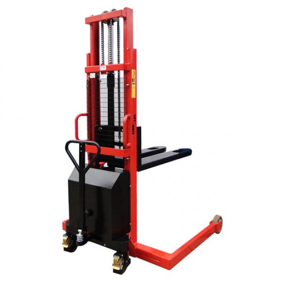 Semi Electric Straddle Stacker With Adjustable Forks