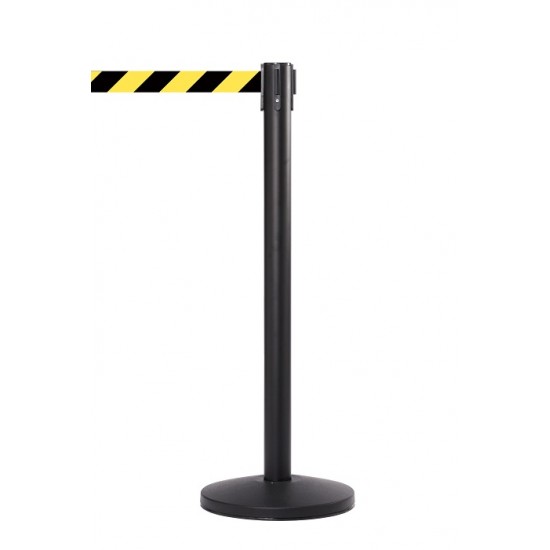 Queue Master 550 Black Retractable Barrier Post
