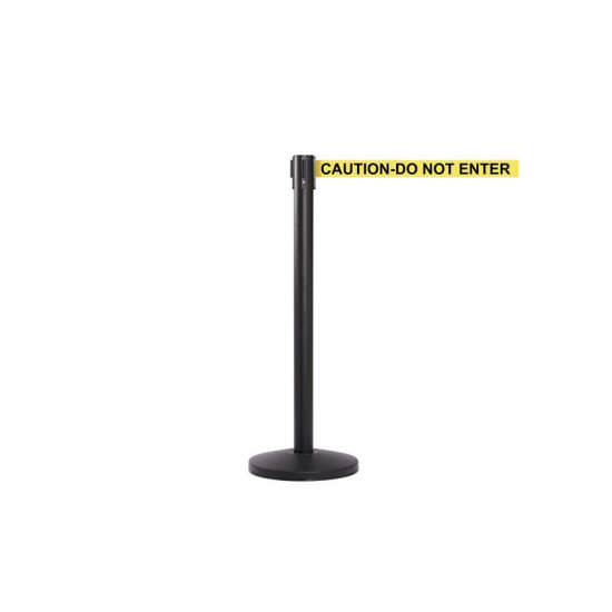 Queue Master 550 Black Retractable Barrier Post