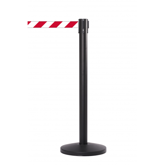 Queue Master 550 Black Retractable Barrier Post