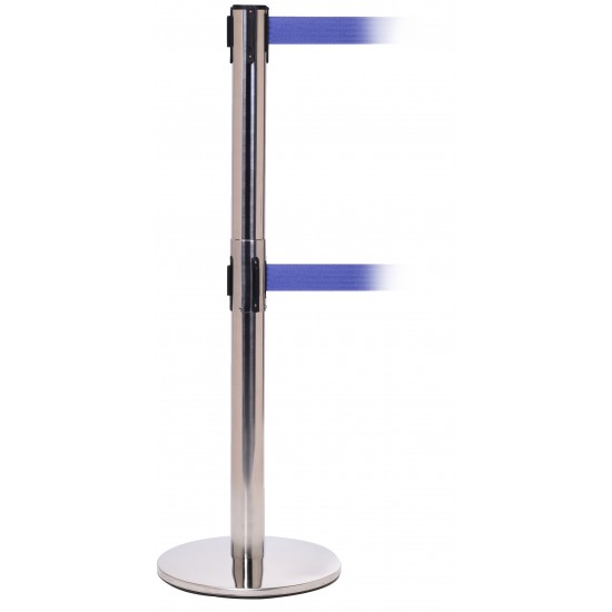Q-Pro Twin 550 Retractable Stainless Steel Belt Barrier 3.4m Belt
