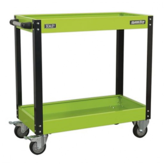 Superline Pro Hi-Viz Green 2 Tier Heavy-Duty Workshop Trolley CX109HV Superline Pro Hi-Viz Green 2 Tier Heavy-Duty Workshop Trolley CX109HV
