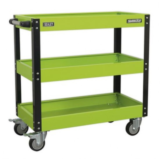 Superline Pro Hi-Viz Green 3 Tier Heavy-Duty Workshop Trolley CX110HV Superline Pro Hi-Viz Green 3 Tier Heavy-Duty Workshop Trolley CX110HV