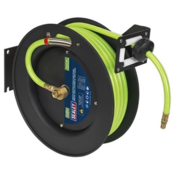 Retractable Hi-Viz TPR Air Hose Reels 15mm Dia (Rubber Hose) SA841HV