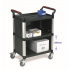 3 Shelf Plastic Utility Tray Trolley With Enclosed Back & 2 Sides 