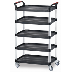 5 Shelf Plastic Utility Tray Trolley 